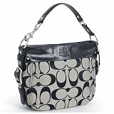 Authentic Coach Signature Zoe Hobo Handbag 12657 Black White