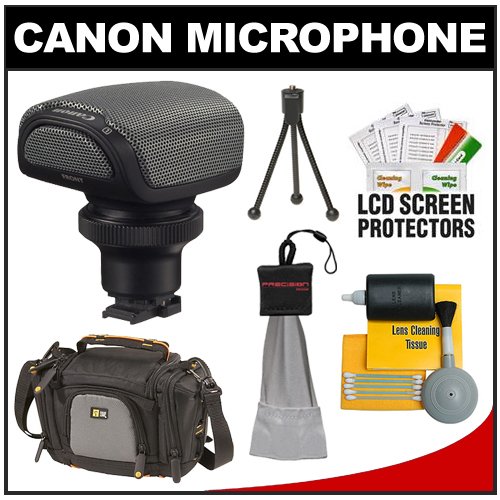 Canon SM-V1 5.1 Channel Surround Microphone with Case + Mini Spudz + Lens Cleaning Kit for Canon VIXIA HF G10, HF M30, HF M300, HF M31, HF M40, HF M41, HF M400, HF S20, HF S200, HF S21 & HF S30 Camcorders