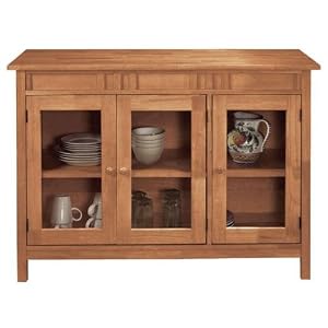 Mission style 3 door Console With Glass Doors, THREE-DOOR, LIGHT CHERRY by Home Decorators Collection