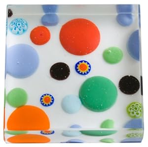 White Dots Authentic Murano Glass Paperweight, Gift Boxed