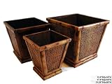 Bamboo Square Taprd Planter Set of 3