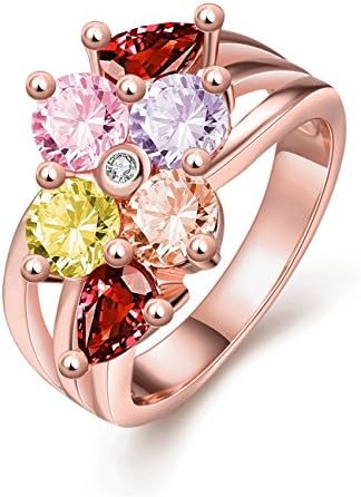 Aliliya High Quality Jewelry Signature Pave Exquisite Crystal Ring - Hot Colorful Fashion Ring - Rose Gold