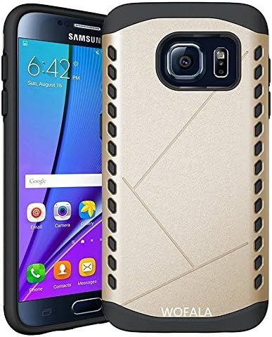 Samsung Galaxy S7 Edge Case,WOFALA[Slim Fit]Shield Case,Rugged Dual Layer Hybrid Protective Case and Premium Shockproof Cushion Bumper for Samsung Galaxy S7 Edge-Gold