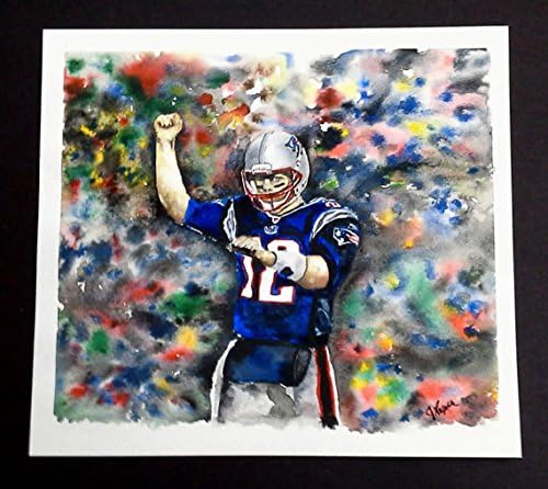 ORIGINAL painting watercolor painting Tom Brady New England Patriots painting