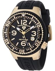 Swiss Legend Womens 11044P-YG-01 Neptune Black Dial Black Silicone Watch