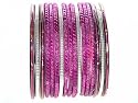 Beachcombers! Ethnic Glass Indian Wedding Bridal Bollywood Bangles Belly Dance Bracelets Set Purple Silver