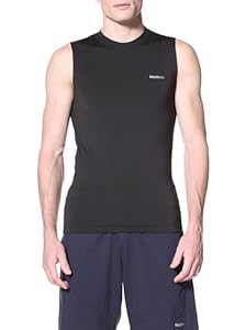 Reebok Men's SE Play Dry Compression Sleeveless Top, Black, Large