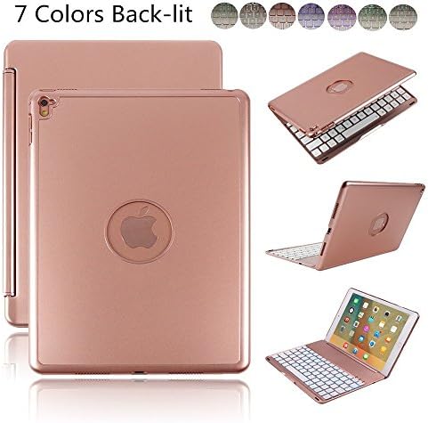 MM Power Stylish 7 Colors Back-lit Illuminated Wireless Bluetooth Keyboard for Apple IPad Pro 9.7 inch (Rose Gold)