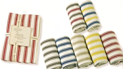 4 Deluxe Striped Basketweave Dish Cloths by 