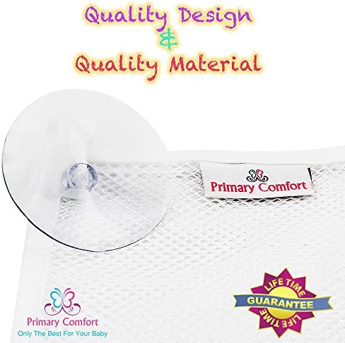 DUAL POCKET BATH TOY ORGANIZER by Primary Comfort for Baby and Toddlers Bath Toys with 4 Strong Suction Cups - Large Mesh Storage Bag with Lifetime Guarantee