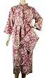 Fine Red Sexy Floral Toile Luxury French bathrobe with travel pouch