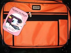 Large Orange Mascot Tutto Sewing Machine on Wheels Carrier Case
