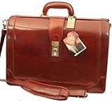 Mancini Brown Italian Leather Lawyer/doctor Briefcase