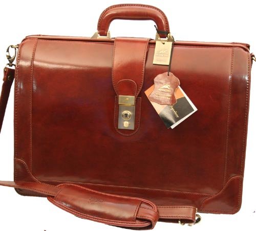 Mancini Brown Italian Leather Lawyerdoctor Briefcase