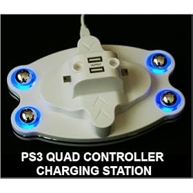 Puregadgets Sony Playstation 3 / PS3 Quad Charging Docking Station for PS3 Controller Dualshock Controller / Dualshock 3 Vibration Controller - Turbo Charge Facility via USB for quick charges making this the number one charger.