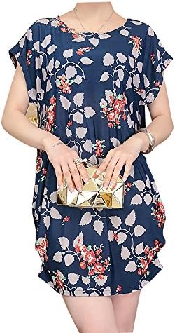 Gk2 Womens Casual Loose Dolman Sleeve Tops Blouse Floral Dress (One size(fit S-L), B 18)