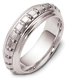 6.5mm spinning white gold diamond wedding band ring (0.50cts diamonds 14K Gold)