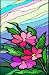 Pink & Purple Dianthus Flowers - Etched Vinyl Stained Glass Film, Static Cling Window Decal