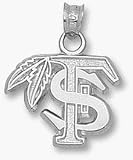 Florida State Seminoles FS with Feather 1/2 Pendant - Sterling Silver Jewelry