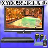 Sony Bravia W-Series KDL-46W4150 46in. 1080P LCD HDTV + Sony DVD Player Accessory Kit