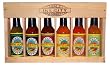 Dave's Gourmet Spicy Six Pack Crated Hot Sauce Collection w/ Insanity Sauce is A Great Gift Fun to Collect and Eat. Sauce Go From Mild to Beyond Wild. Work You Way Up To Insanity. A Wood Set of Flavor and Fire