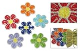 Beaded coasters, 'Glitz and Blooms' (set of 6)