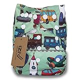 iZiv新生児1厚いおむつ付きオーガニック幼児防水/調整/再利用可能/洗えるポケット布おむつのフィット赤ちゃん0.5-3歳(ロケット)