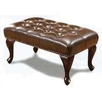 Ottoman in Brown Bycast Leather Like Finish