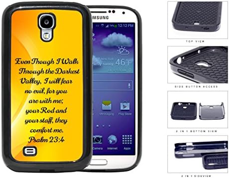 Bible Verse Psalm 23:4 Orange Background And Black Script 2-Piece Dual Layer High Impact Rubber Silicone Cell Phone Case Samsung Galaxy S4 SIV I9500