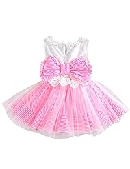 Girls Cotton Sleeveless Lace   Dress With a Bow(s)