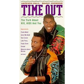 Click here to buy Time Out: The Truth About HIV, AIDS, And You by  Arsenio Hall, Magic Johnson, Paula Abdul, Kirstie Alley, and Color Me Badd .