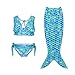 3pcs Fancy Children Swimmable Mermaid Tail Swimsuit Set Bikini
