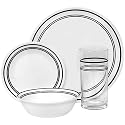Corelle 16-Piece Dinnerware Set, Service for 4, Classic Cafe Black