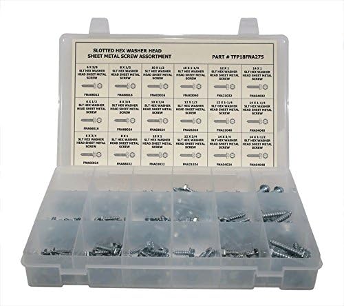 275 Piece Slotted Hex Washer Head Sheet Metal Screw Assortment - Ships FREE in the USA