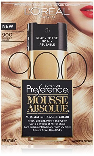 (2 Pack) L'Oreal Paris Hair Color Superior Preference Mousse Absolue, 900 Pure Light Blonde