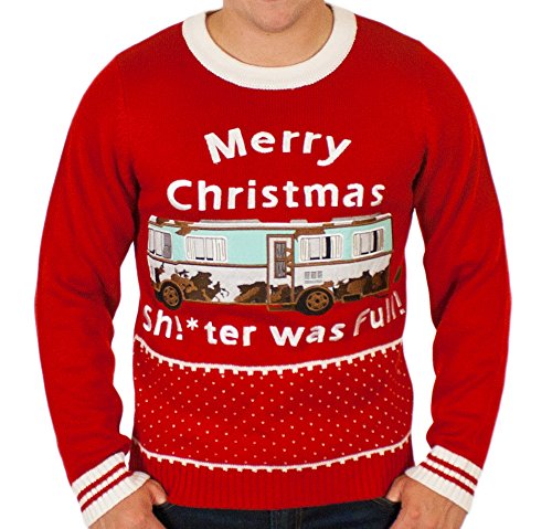 Christmas Vacation 'Sh!*ter was Full!' Holiday Sweater in Red By Festified