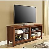 WE Furniture Wood Veneer TV Stand, 58", Rustic Brown