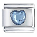 March Aquamarine Birthstone Heart Of Italian Charms Bracelet Link