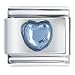 March Aquamarine Birthstone Heart Of Italian Charms Bracelet Link