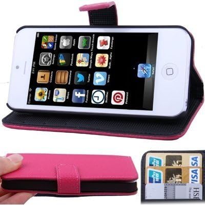 CaseMore Premium Quality Wallet Stand Case for iPhone 5 iPhone 5S Horizontal with Credit Card Slots & Holder Leather Case (Sprint, AT&T Verizon and International Carriers)