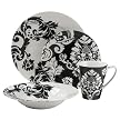 Damask 16-pc. Dinnerware Set - Black/ White