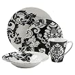 Damask 16-pc. Dinnerware Set - Black/ White