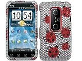 Silver Lady Bug Bling Rhinestone Faceplate Diamond Crystal Hard Skin Case C ....