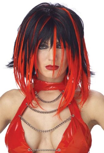 Black/Red Shag Wig
