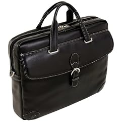 Siamod 45525 Fontanella Napa Cashmere Leather Large Laptop Brief (Black)