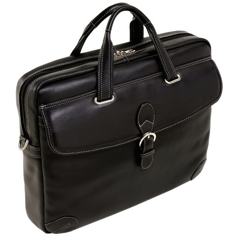 Siamod 45525 Como Napa Cashmere Leather Medium Laptop Brief (Black)