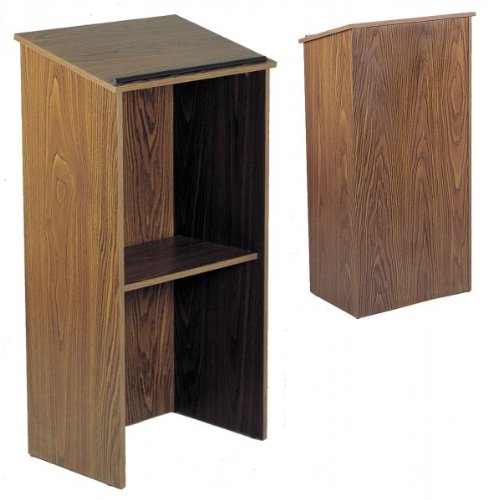 Full Floor Lectern with Shelf Medium Oak
