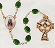 Crystal Rosary - Saint Patrick - 7mm Crystal Beads - 21in. Chain - Center Piece with Matching Lapel Pin - Gift Box Included - IMPORTED FROM ITALY