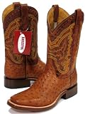 Resistol Ranch 'M4311' Full Quill Ostrich Cowboy Boots Mens EE (Wide) - Cognac