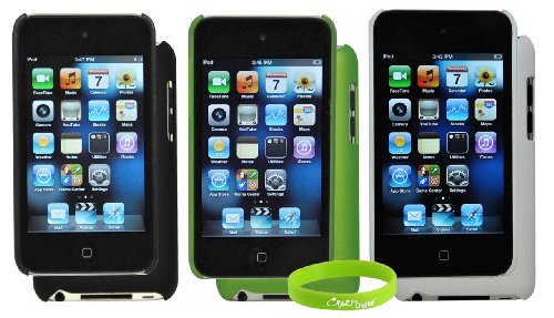 CrazyOnDigital iTouch 4 4G 4th & 5 5G 5th Generation Rubberized Plastic 2pc Case - 3 Pack with Wristband